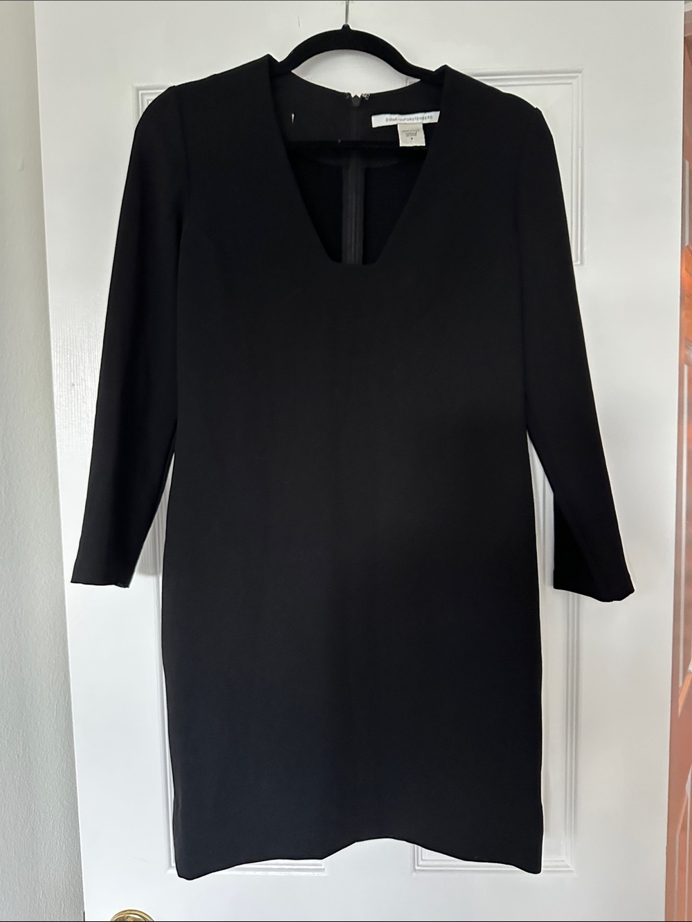 Diane Von Furstenberg Black Long-Sleeve Shift Dress
